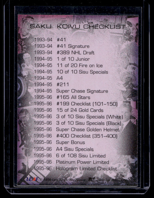 1996-97 Sisu Golden Retro Pink - Saku Koivu