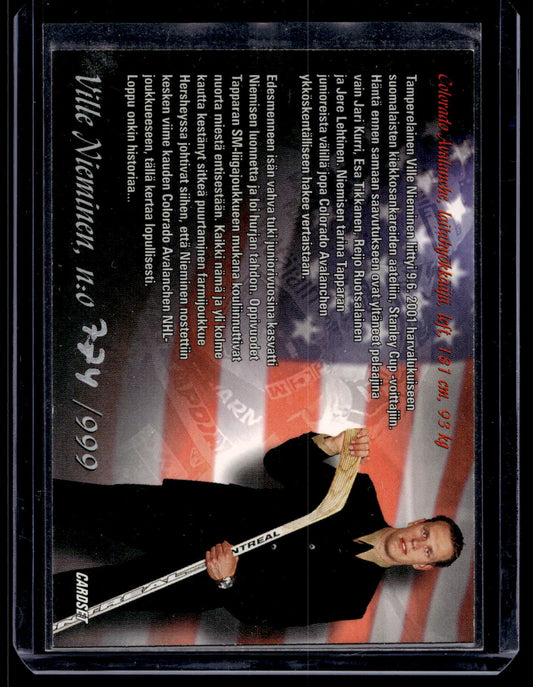 2001-02 Cardset American Dream - Ville Nieminen /999