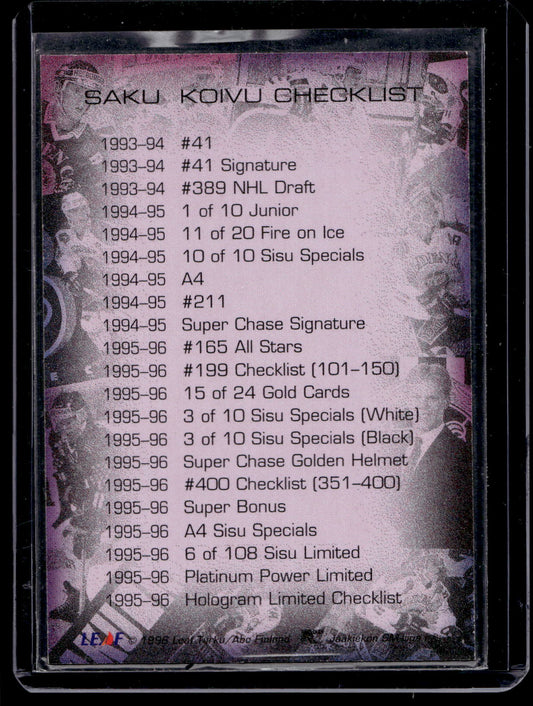 1996-97 Sisu Laser Retro Pink - Saku Koivu