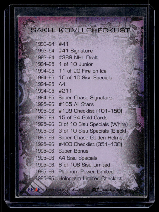 1996-97 Sisu Laser Retro Dark Blue - Saku Koivu