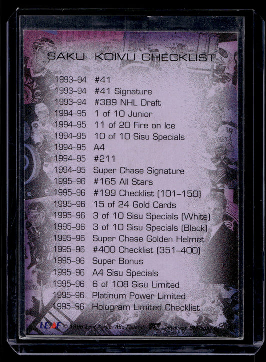 1996-97 Sisu Laser Retro Dark Purple - Saku Koivu