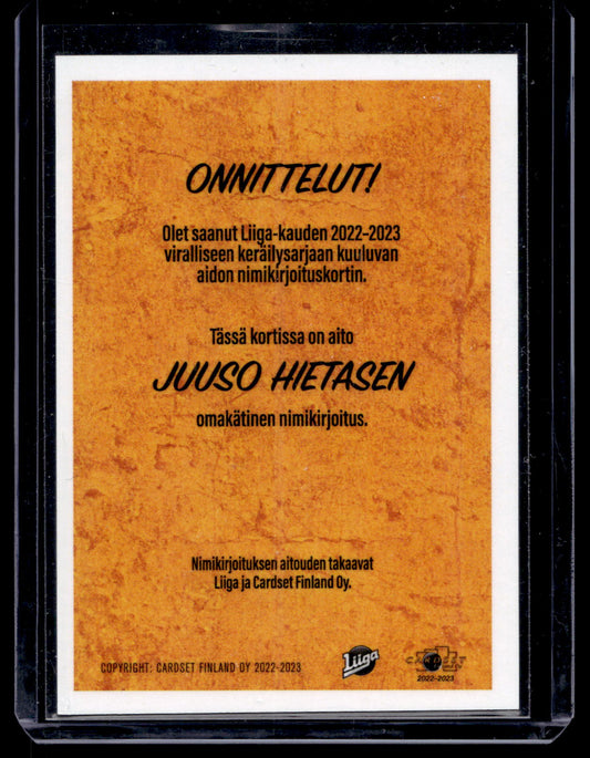 2022-23 Cardset Signature Limited Edition - Juuso Hietanen /40