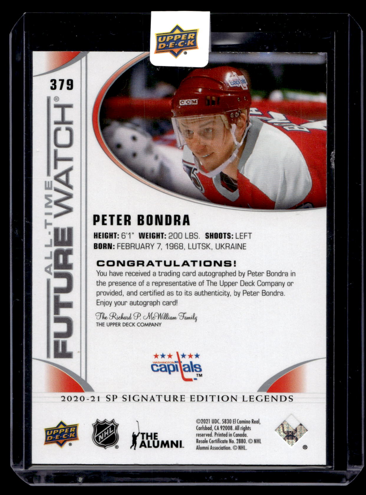 2020-21 Upper Deck SP Signature Edition Legends - All-Time Future Watch Autos - Peter Bondra #379 /199