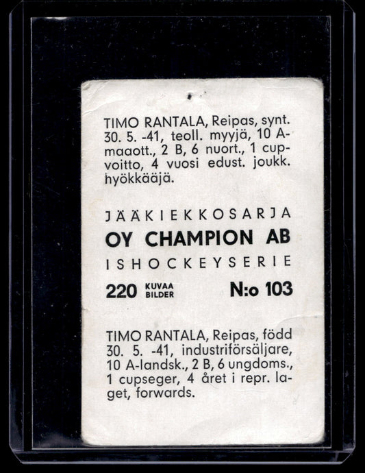 1966 Champion Jääkiekkosarja - Timo Rantala #103