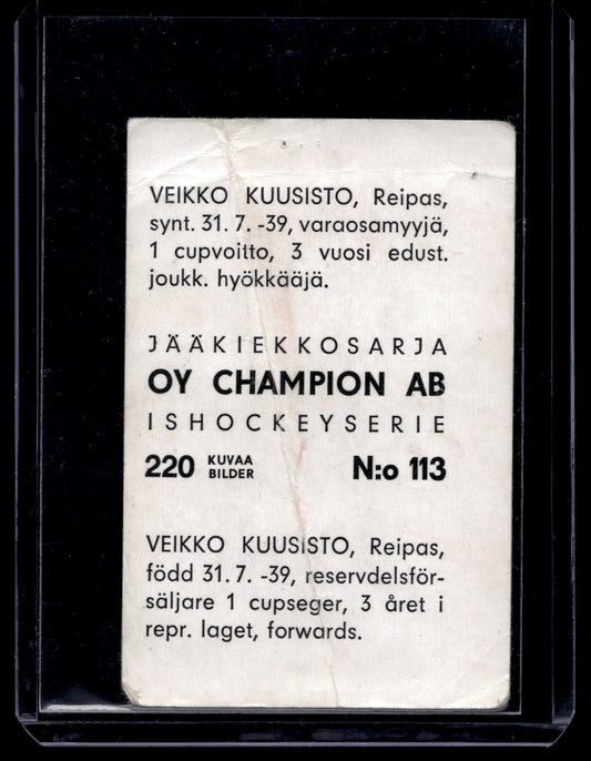 1966 Champion Jääkiekkosarja - Veikko Kuusisto #113
