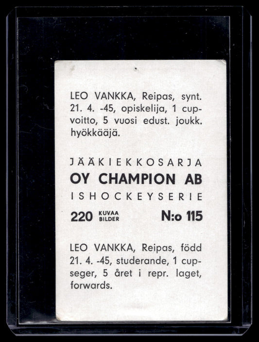 1966 Champion Jääkiekkosarja - Leo Vankka #115