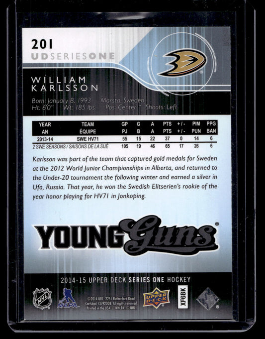 2014-15 Upper Deck Young Guns - William Karlsson #201 RC