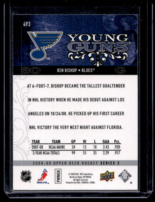 2008-09 Upper Deck Young Guns - Ben Bishop #493 RC