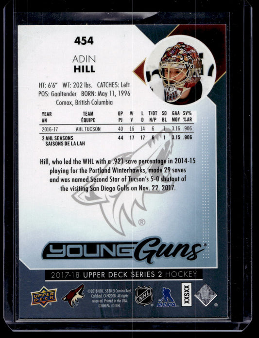 2017-18 Upper Deck Young Guns - Adin Hill #454 RC