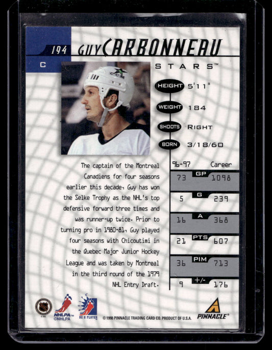 1997-98 Pinnacle Be A Player - Autographs Guy Carbonneau #194