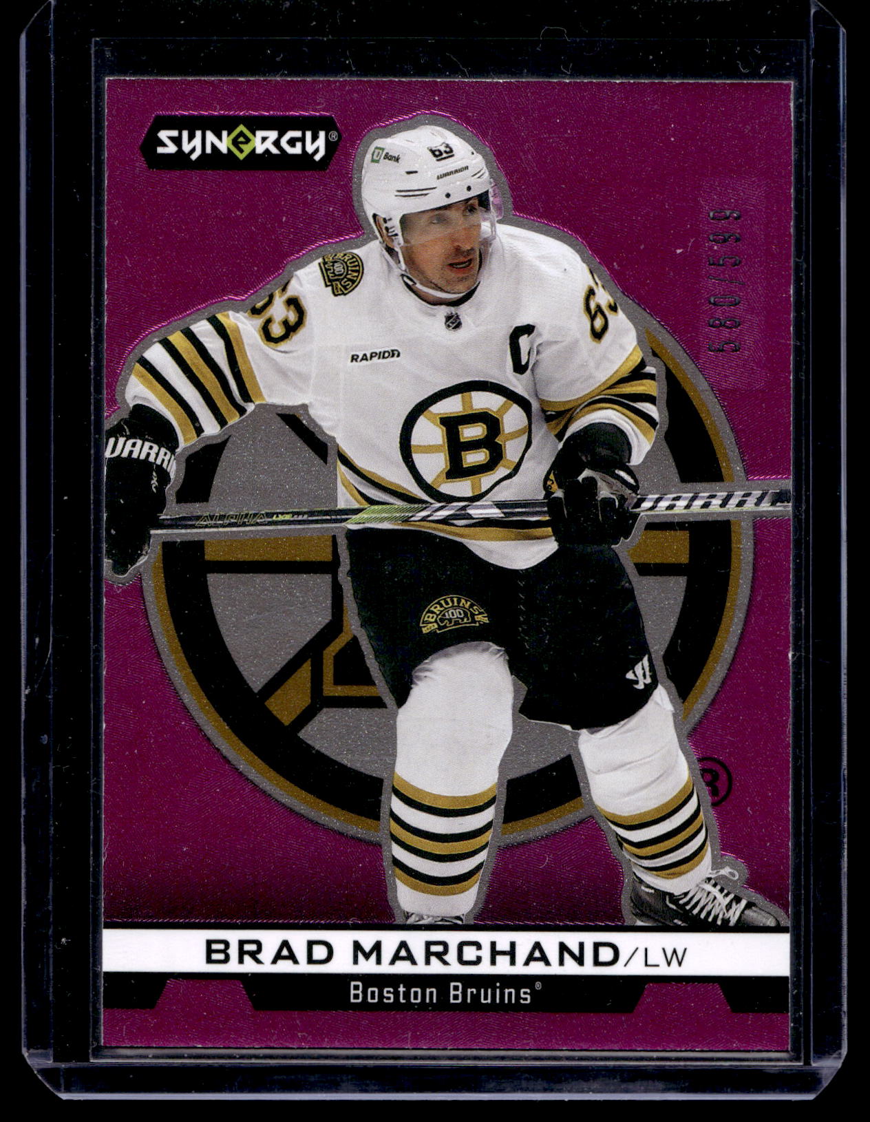 2024-25 Upper Deck Synergy - NHL Impressions - Magenta - Superstars - Brad Marchand #IM-16 /599