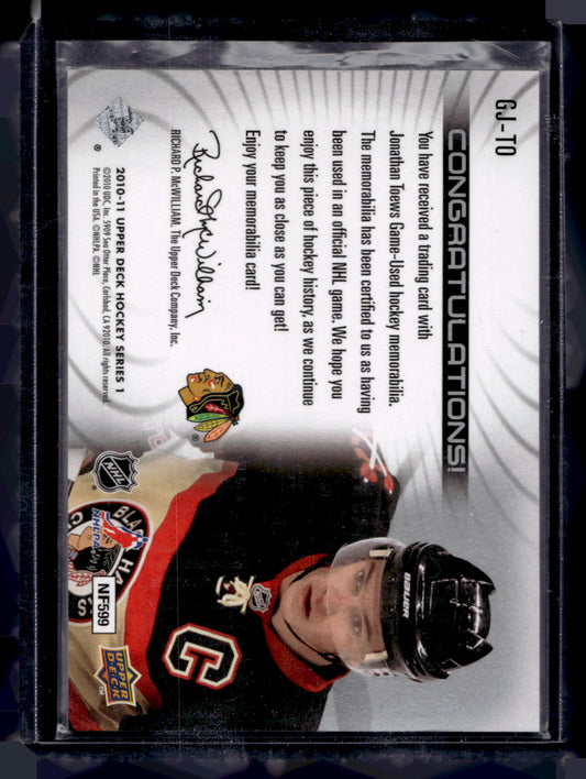 2010-11 Upper Deck - UD Game Jersey Series 1 - Jonathan Toews #GJ-TO