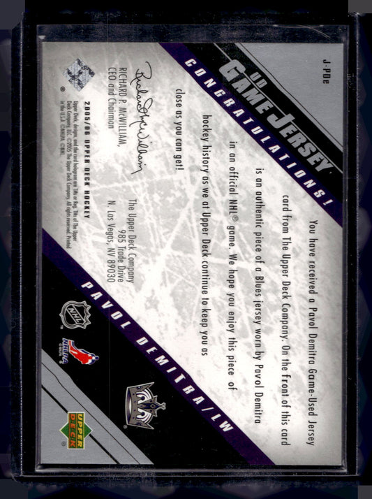 2005-06 Upper Deck - UD Game Jersey Series 1 - Pavol Demitra #J-PDe