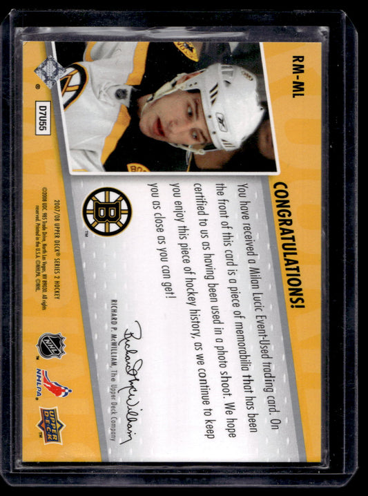 2007-08 Upper Deck - Rookie Materials - Milan Lucic #RM-ML RY