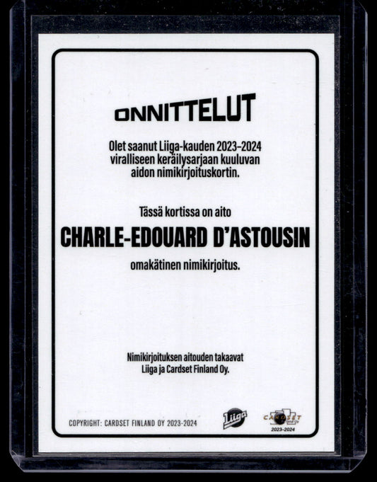 2023-24 Cardset Signature - Charle-Edouard D'Astous /100