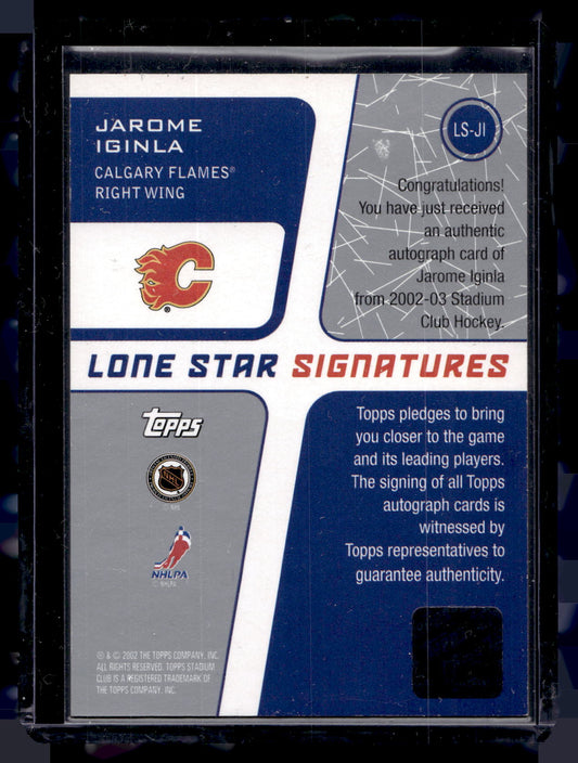2002-03 Topps Stadium Club - Lone Star Signatures Blue - Jarome Iginla #LS-JI