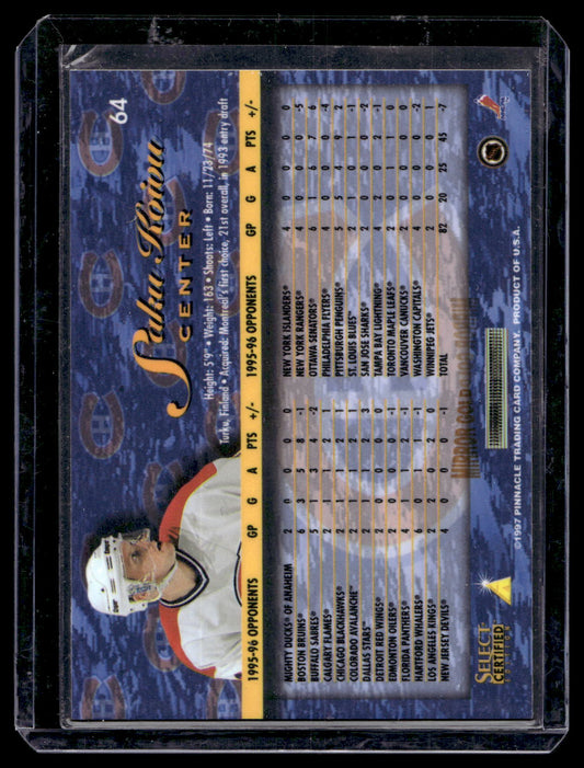 1996-97 Select Certified - Mirror Gold - Saku Koivu #64