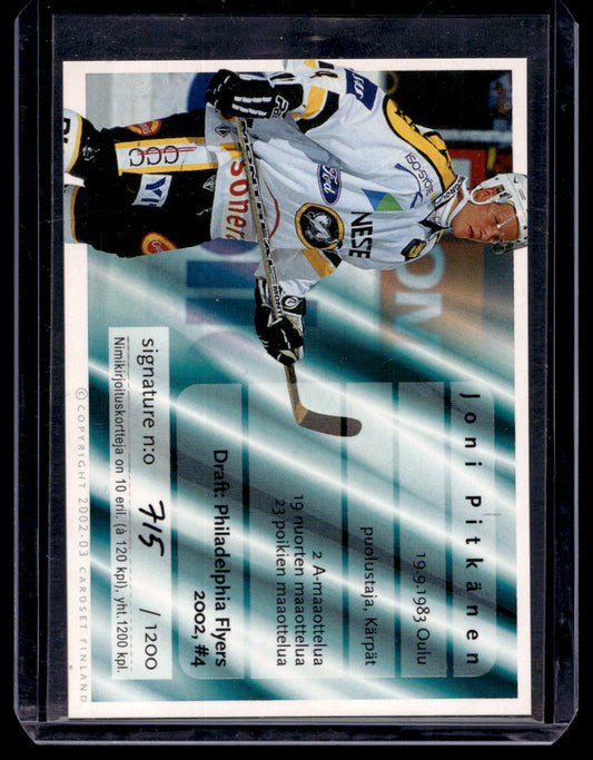 2002-03 Cardset Signature - Joni Pitkanen /1200