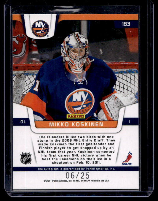 2011-12 Panini Certified - Freshman Signatures Mirror Gold - Mikko Koskinen #183 /25 RC