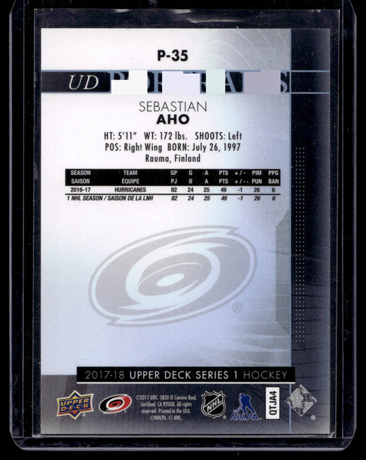2017-18 Upper Deck - Portraits Gold - Sebastian Aho #P-35 /25