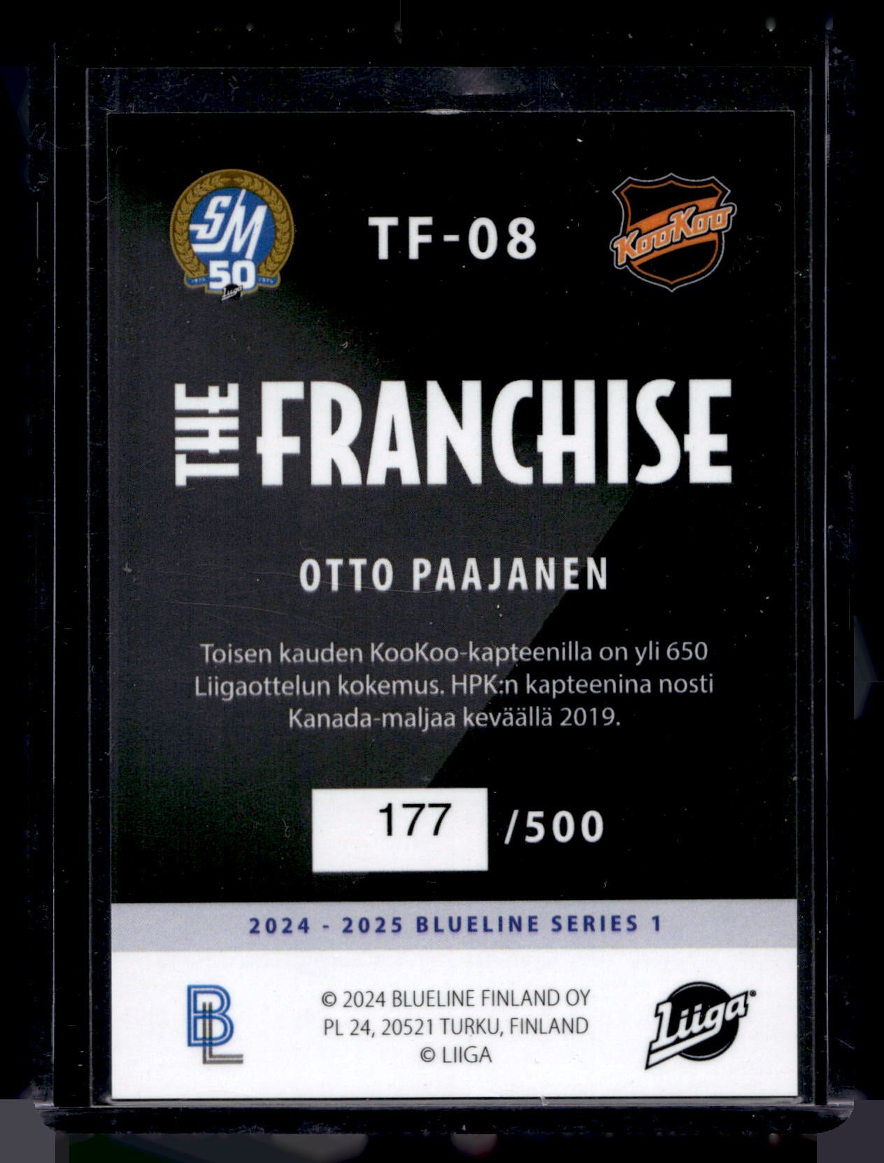 2024-25 Blueline Franchise Gold - Otto Paajanen #TF-08 /500
