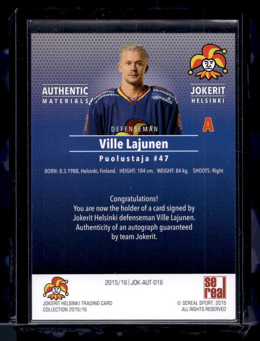 2015-16 Sereal Jokerit Autograph - Ville Lajunen #JOK-AUT-016 /80