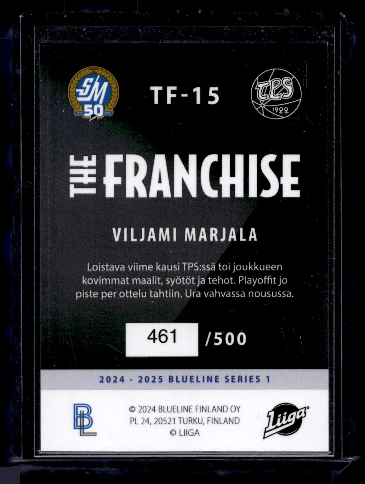 2024-25 Blueline Franchise Gold - Viljami Marjala #TF-15 /500