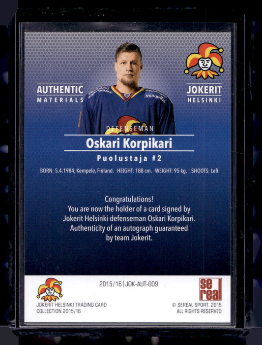 2015-16 Sereal Jokerit Autograph - Oskari Korpikari #JOK-AUT-008 /80