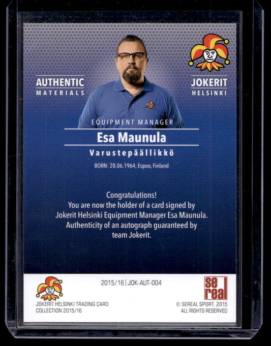 2015-16 Sereal Jokerit Autograph - Esa Maunula #JOK-AUT-004 /80
