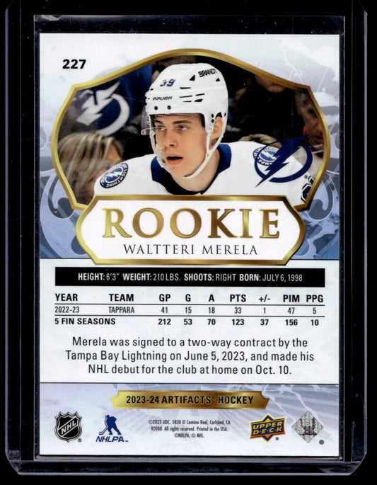 2023-24 Upper Deck Artifacts - Rookie Redemptions Emerald - Waltteri Merela #227 /99 RY