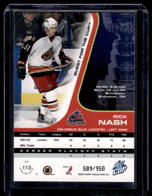 2002-03 Pacific Quest for the Cup - Rick Nash #113 /950 RC