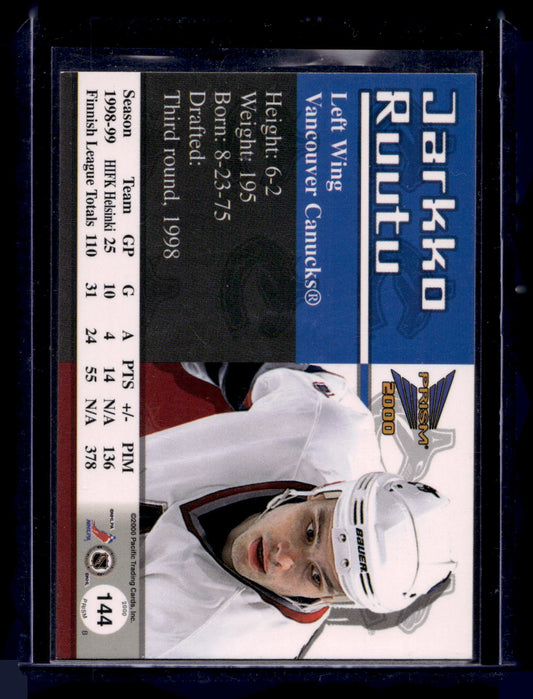 1999-00 Pacific Prism - Premiere Date - Jarkko Ruutu #144 /69 RC