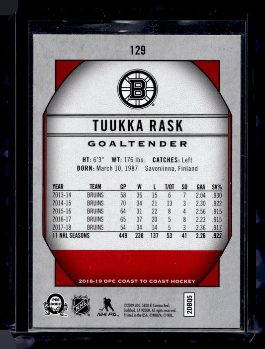 2018-19 O-Pee-Chee Coast to Coast Canadian Tire - Polar Lights Superstars - Tuukka Rask #129 /99