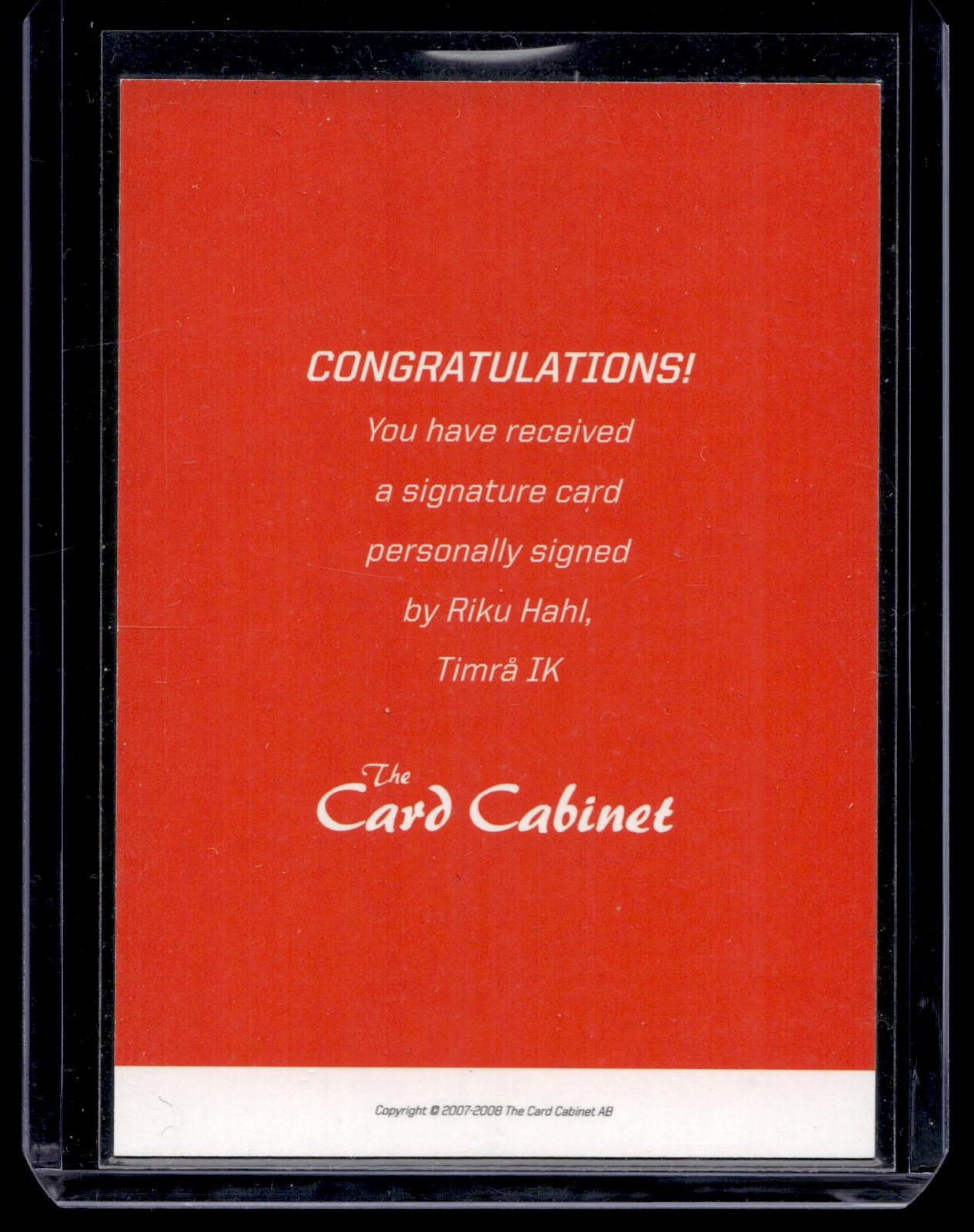 2007-08 SHL Signatures - Riku Hahl