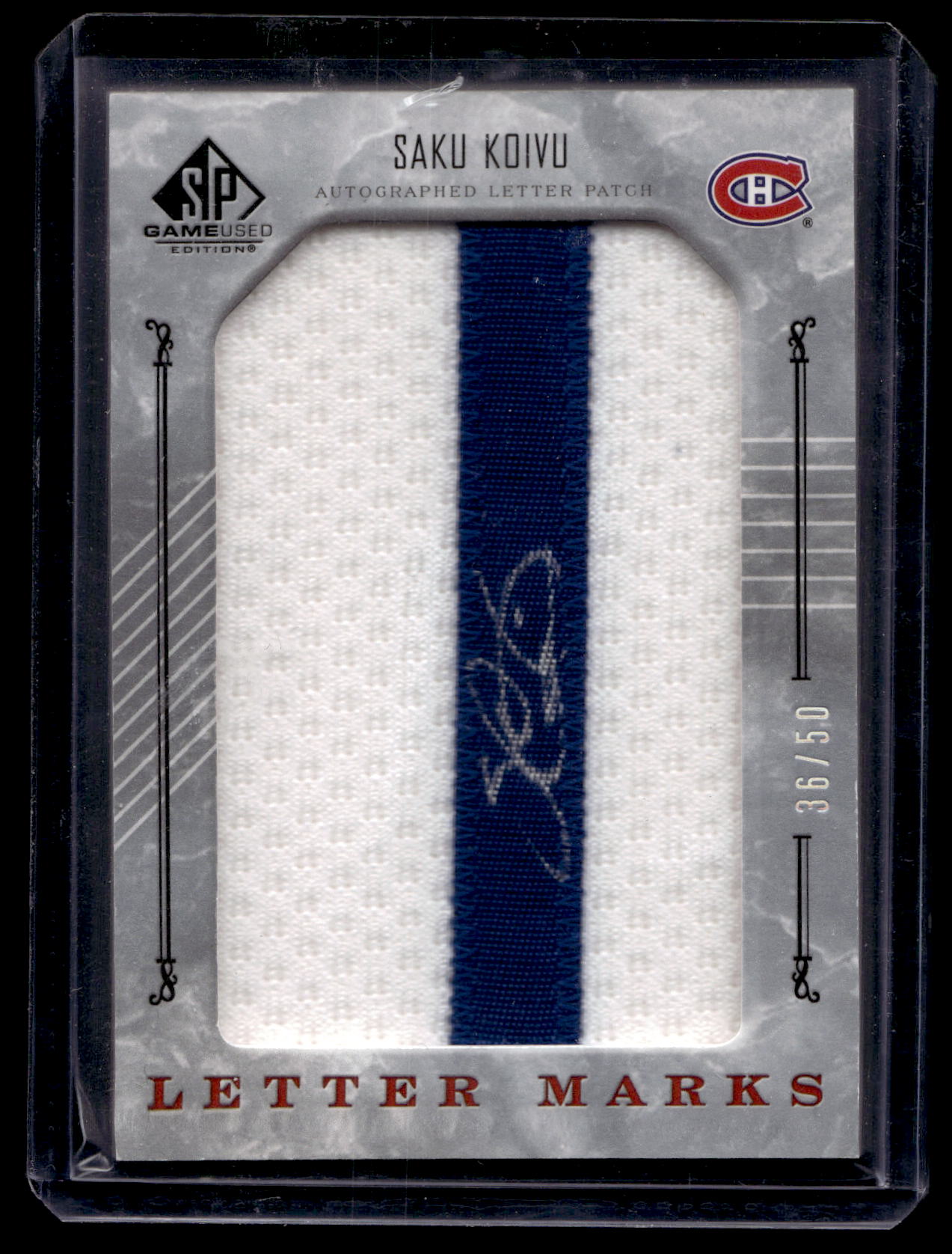 2006-07 Upper Deck SP Game Used Edition - Letter Marks "I"- Saku Koivu #LM-SK /50