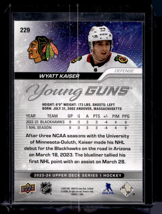 2023-24 Upper Deck Series 1 - Outburst Silver - Young Guns - Wyatt Kaiser #229 RC