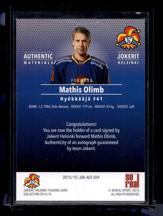 2015-16 Cereal Jokerit Autograph - Mathis Olimb #JOK-AUT-024 /80