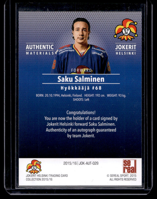 2015-16 Sereal Jokerit Autograph - Saku Salminen #JOK-AUT-029 /80