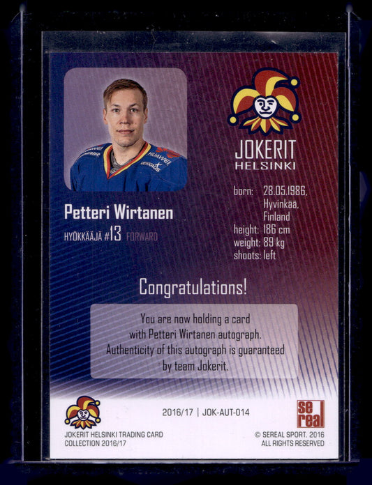 2016-17 Sereal Jokerit Autograph - Petteri Wirtanen #JOK-AUT-014 /50