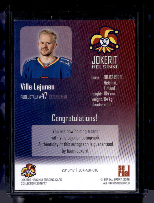 2016-17 Sereal Jokerit Autograph - Ville Lajunen #JOK-AUT-010 /50