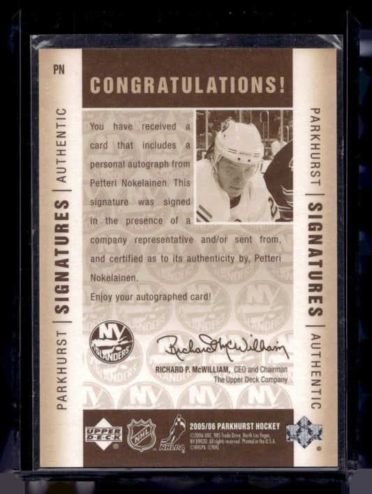 2005-06 Parkhurst - Signatures - Petteri Nokelainen #PN RY