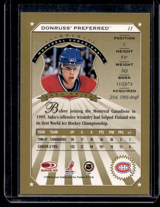 1997-98 Donruss Preferred - Saku Koivu #11