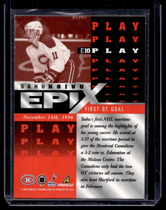 1997-98 Pinnacle - Epix - Orange Play - Saku Koivu #E10