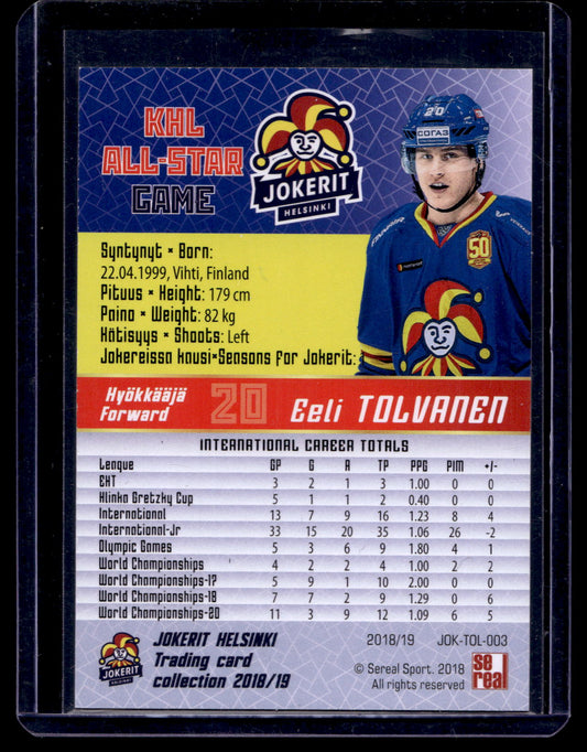 2018-19 Sereal Jokerit - KHL All-Star Game - Eeli Tolvvanen #JOK-TOL-003 /50