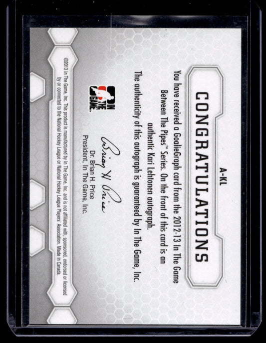 2012-13 In the Game Between the Pipes - GoalieGraph - Kari Lehtonen #A-KL