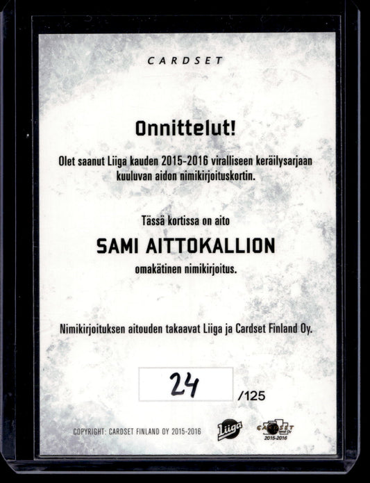 2015-16 Cardset Signature Sami Aittokallio /125