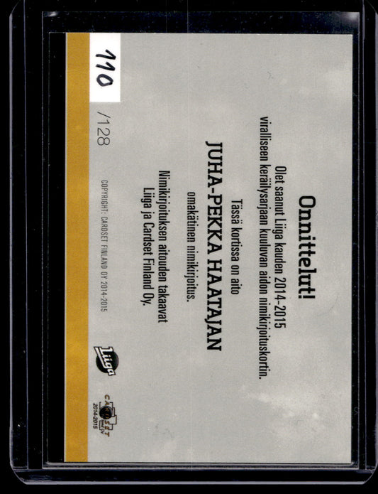 2014-15 Cardset Signature - Juha-Pekka Haataja /128