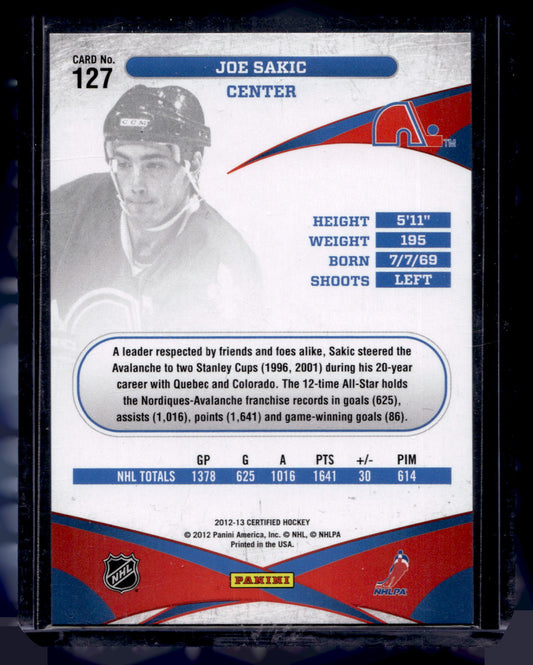2012-13 Panini Certified - Mirror Blue - Immortals - Joe Sakic #127 /50