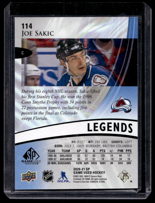 2020-21 Upper Deck SP Game Used - Blue Burst - Legends - Joe Sakic #114 /135