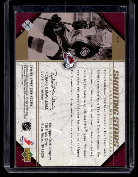 2005-06 Upper Deck - Shooting Stars Game-Used Memorabilia - Joe Sakic #S-JS